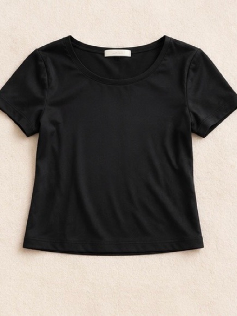 Black Short-Sleeve Scoop Neck Women's Top